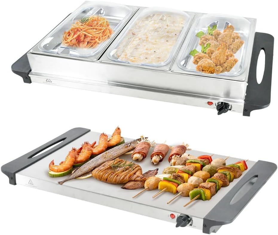 Elektrische buffetvoedselwarmer met 3 × 2,5L schalen & temperatuurregeling — afbeelding 10