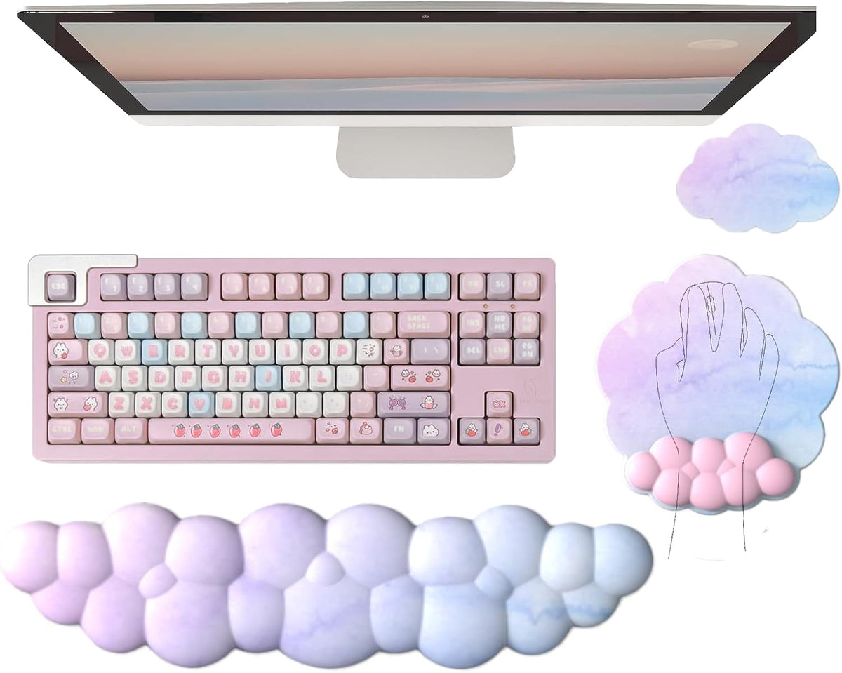 Cloud-Vormige ergonomische polssteun set met muismat & onderzetter
