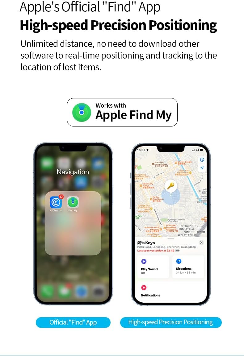 Slimme anti-verlies locator sleutelhanger – realtime tracking met zoek mijn