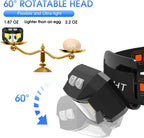 2-pack ultra-heldere oplaadbare LED hoofdlamp met beweegsensor
