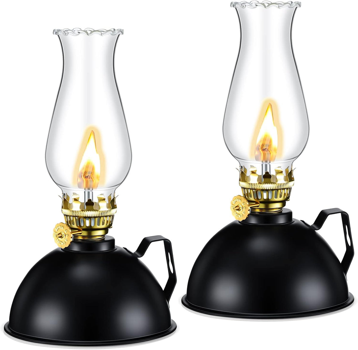 Vintage-Stijl glazen en metalen olielampen set van 2