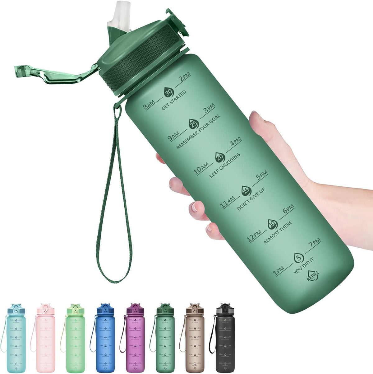 Waterfles van 900 ml met rietje