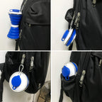 Inklapbare waterfles, uitgerust met carabiner