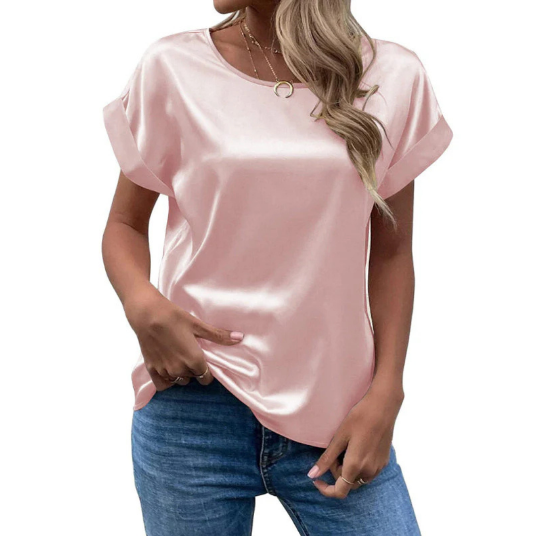 Satiniertes trendshirt met losse snit voor dames