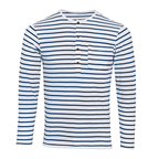 Gestreept henley shirt met lange mouwen – Noor
