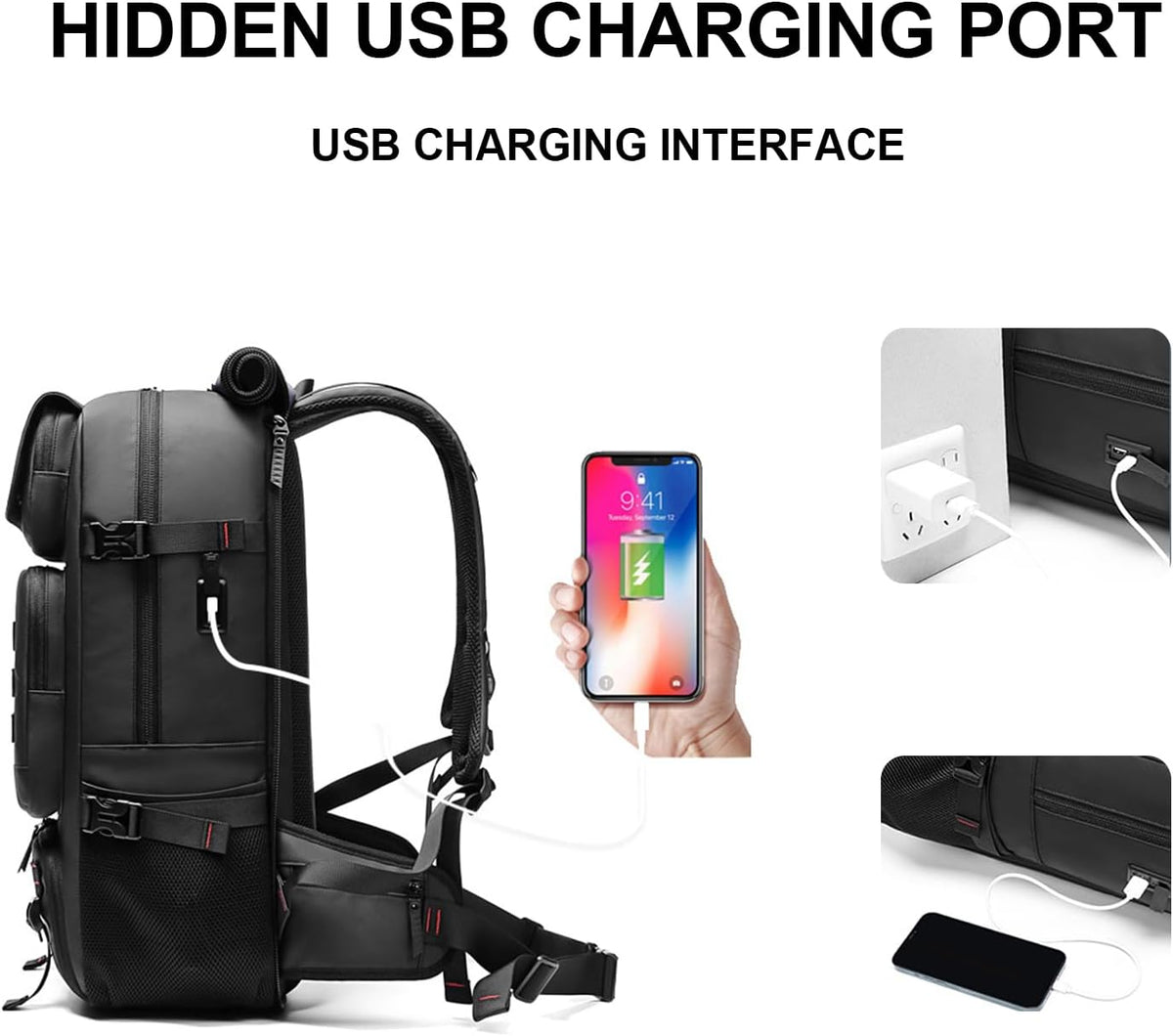 50L reisrugzak met schoenvak & USB-poort