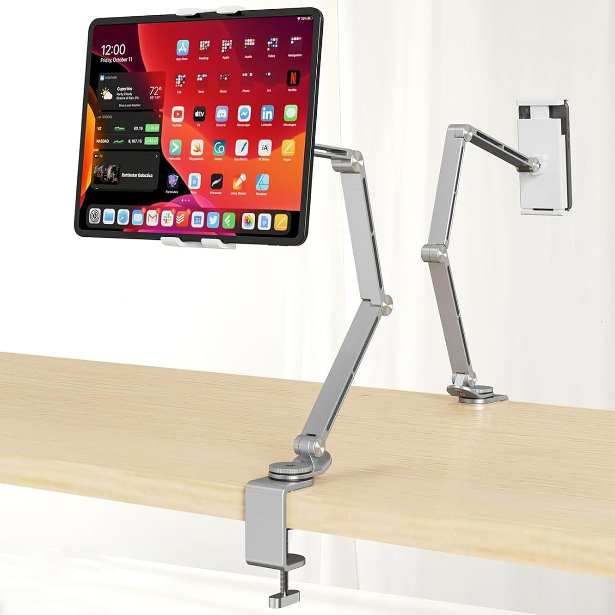 Verstelbare aluminium tablet desk stand met 360° rotatie