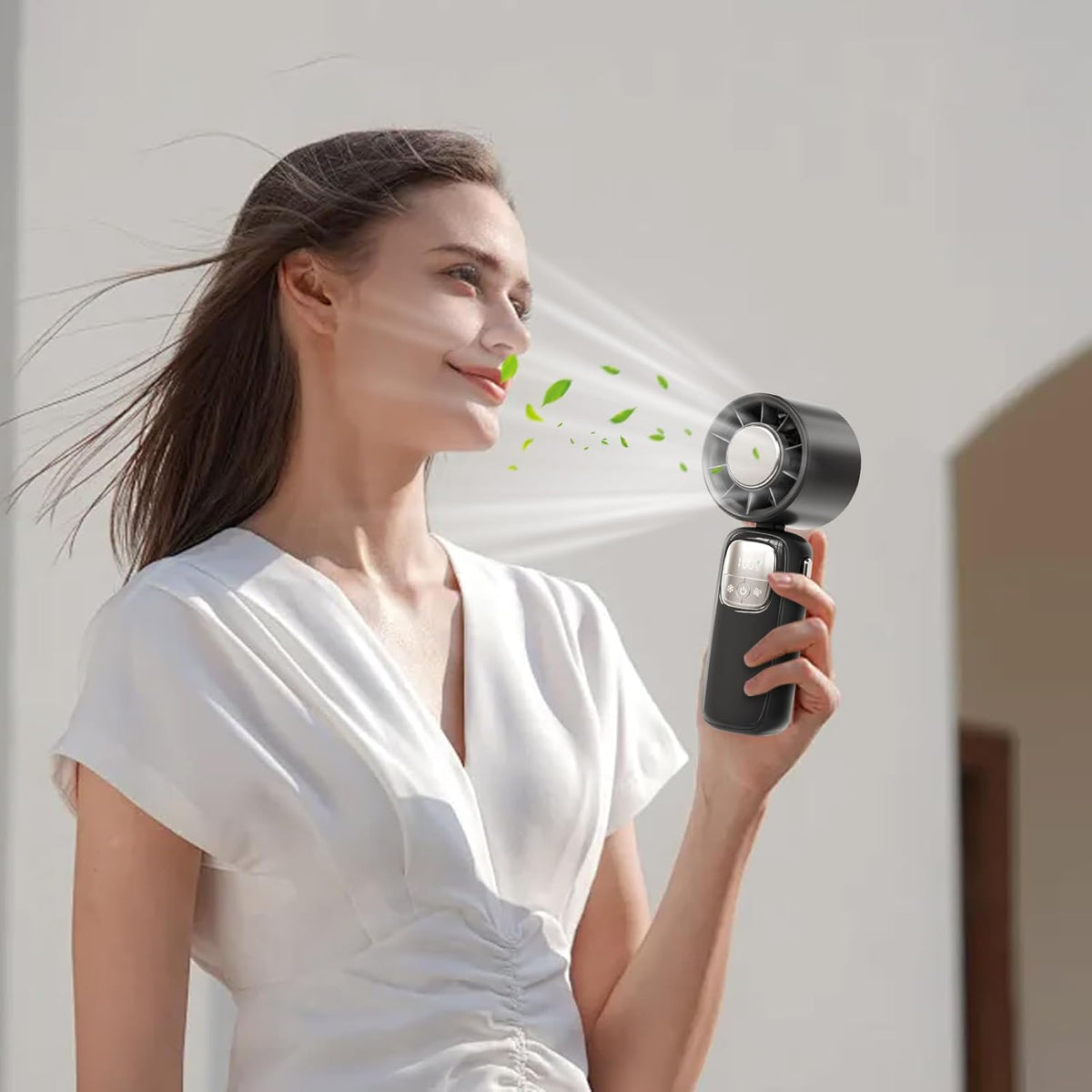 Draagbare opvouwbare handventilator met led-scherm – 100 snelheden