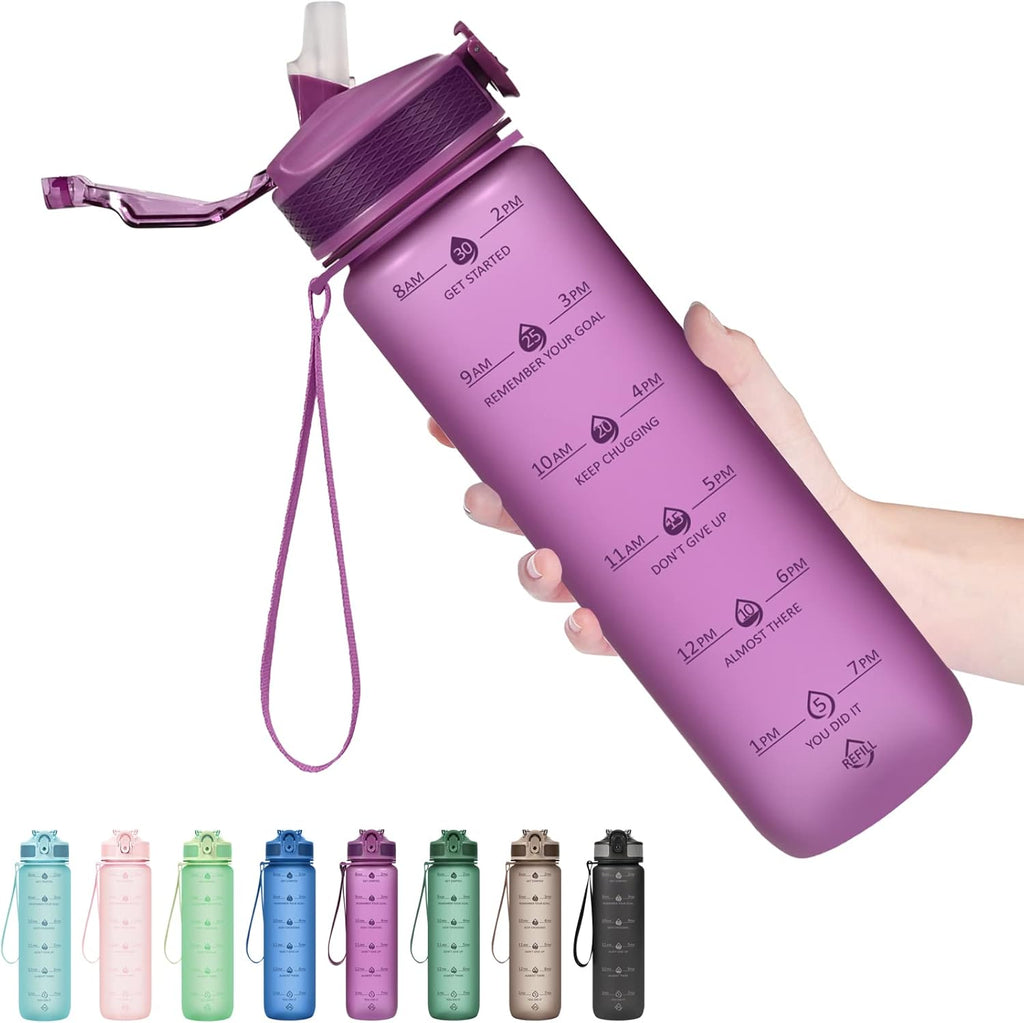 Waterfles van 900 ml met rietje