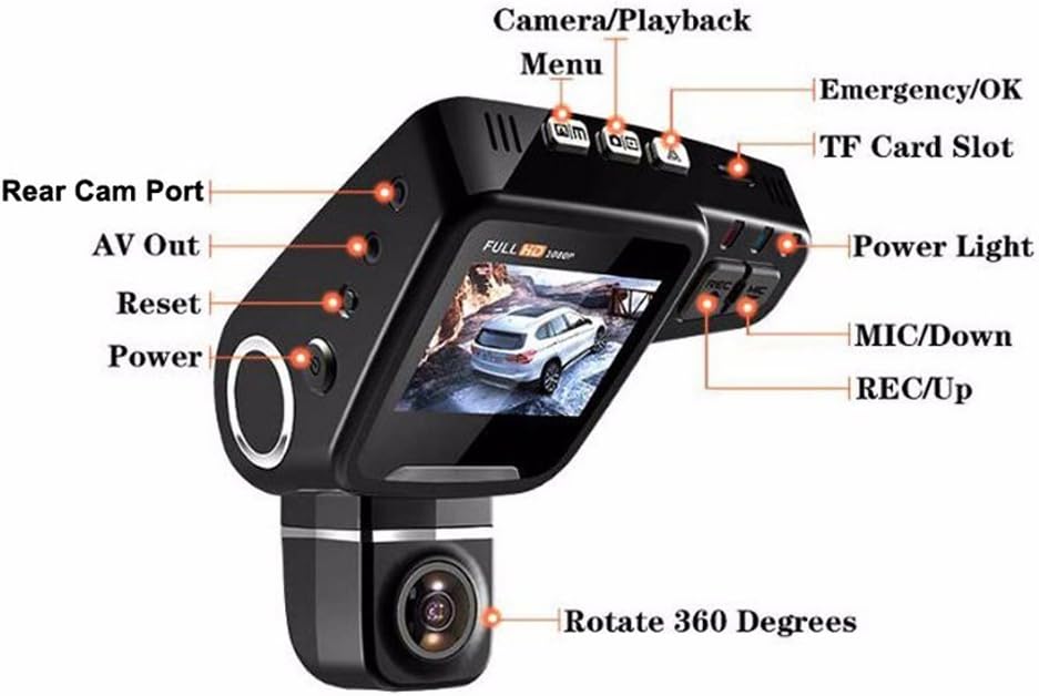 WiFi verborgen dash cam 1080P met 170° groothoek en g-sensor