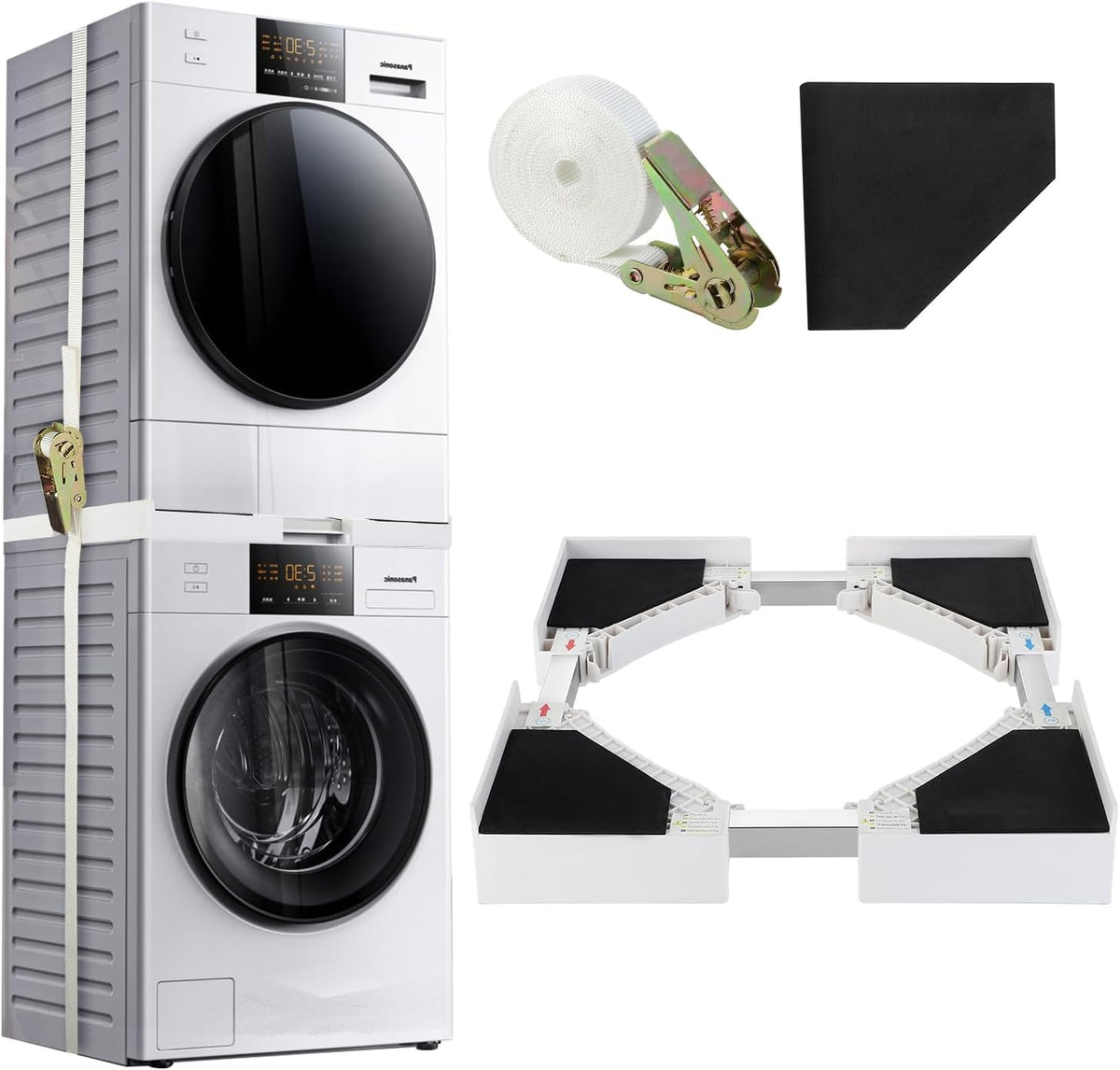 Verstelbare universele stapelset voor wasmachine en droger