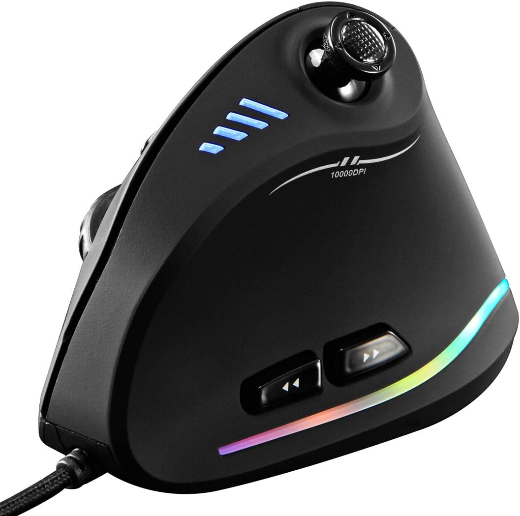Verticale RGB gaming muis met joystick en 11 programmeerbare knoppen