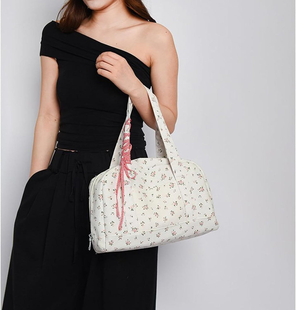 Bow duffle bag – grote canvas weekendtas met lintenaccent