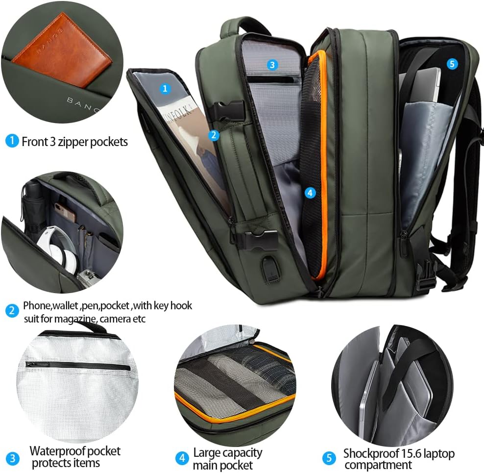 Uitbreidbare 26–45L reisrugzak met laptopvak & zijhandvat