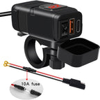 Motorfiets USB & type-c snellader met voltmeter
