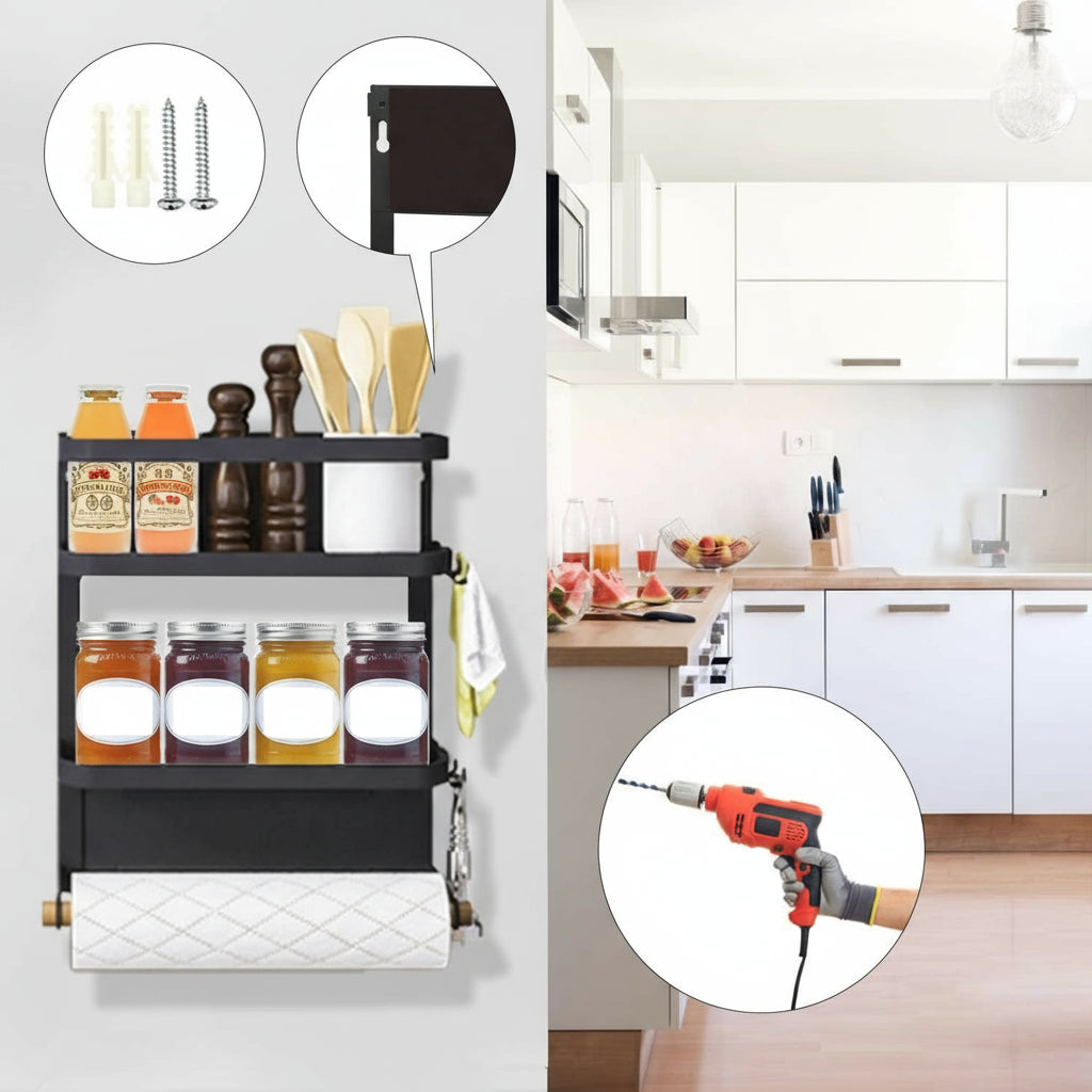 Magnetisch keukenkruidenrek met keukenpapierhouder