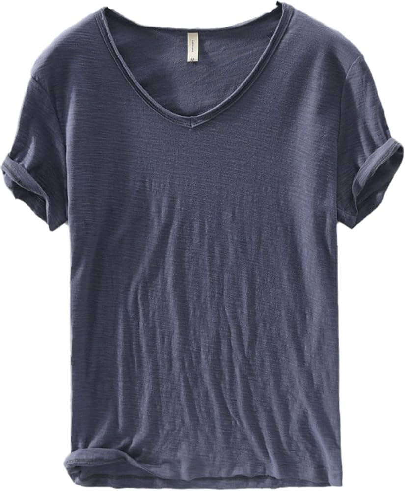 Heren V-hals linnen shirt