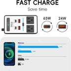 Auto-omvormer van 12 V DC naar 220 V AC, 200 W, met USB-C en snellader