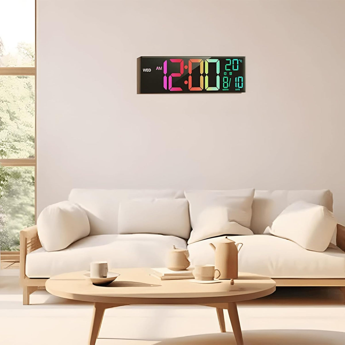 Digitale RGB wand‑ & bureauklok 40,6 cm met afstandsbediening