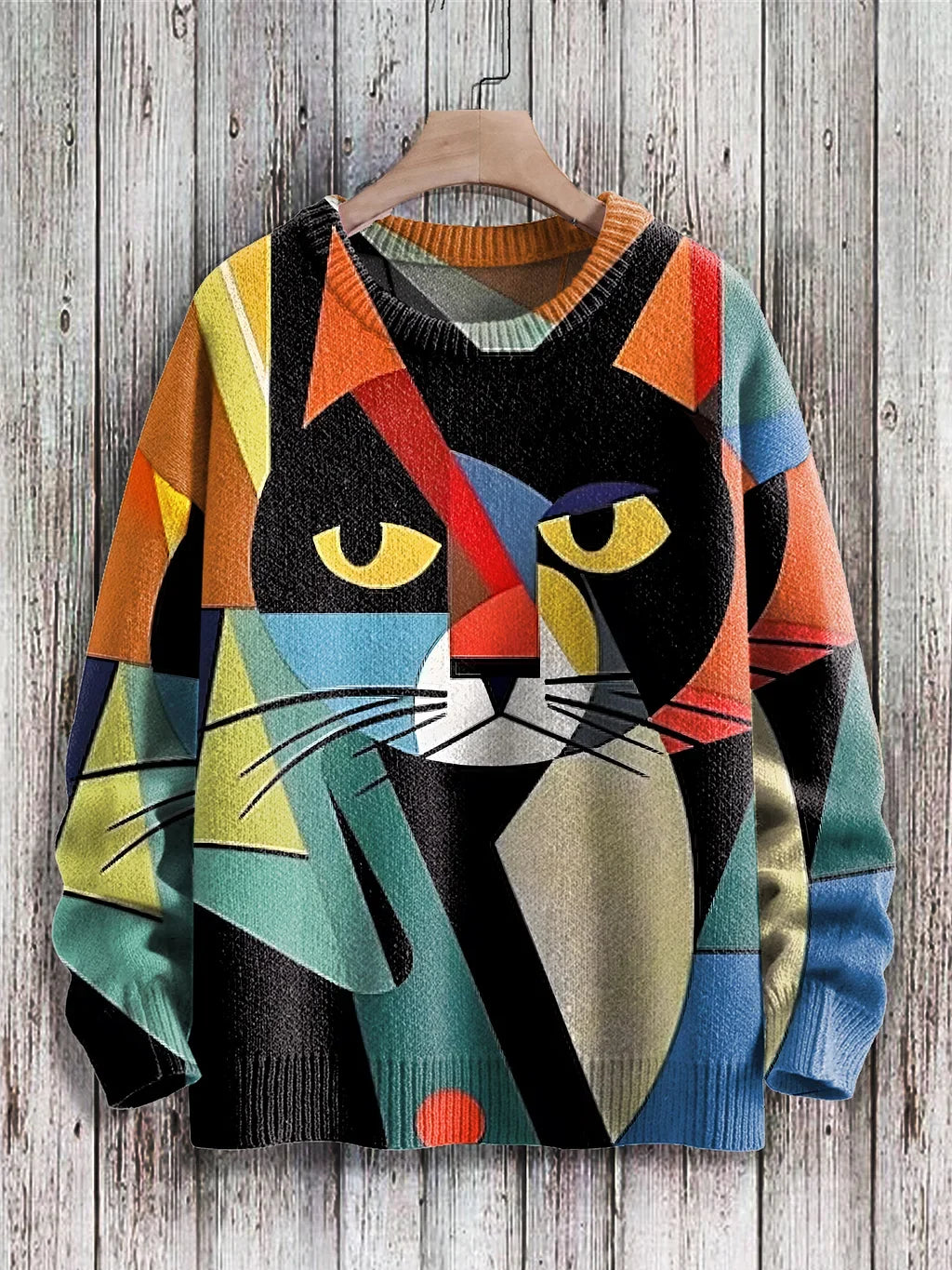 Vrolijke kattenprint sweater voor vrouwen
