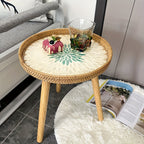 Scandinavische rotan bijzettafel