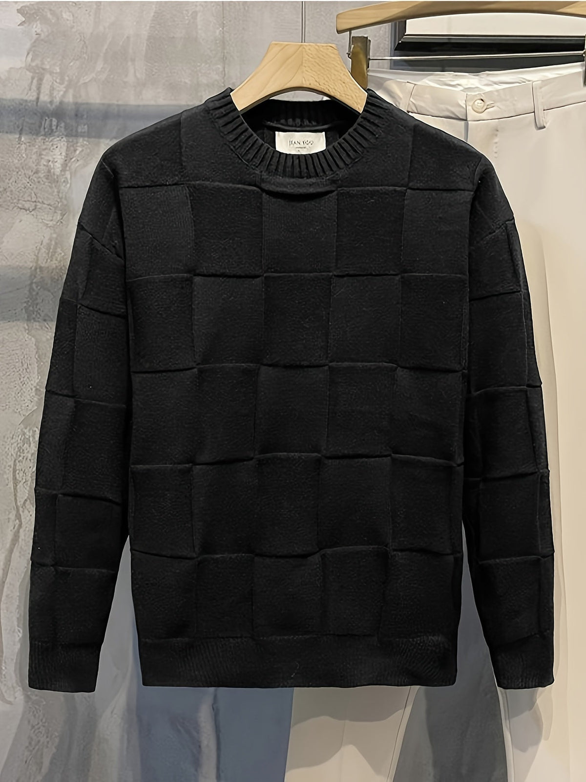 Gebreide sweater met ronde hals en stretch
