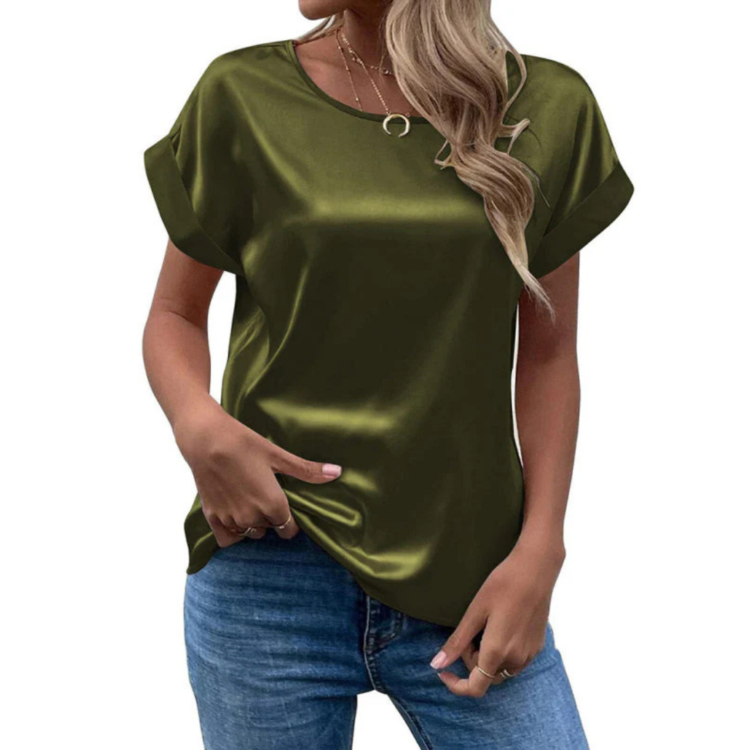 Satiniertes trendshirt met losse snit voor dames