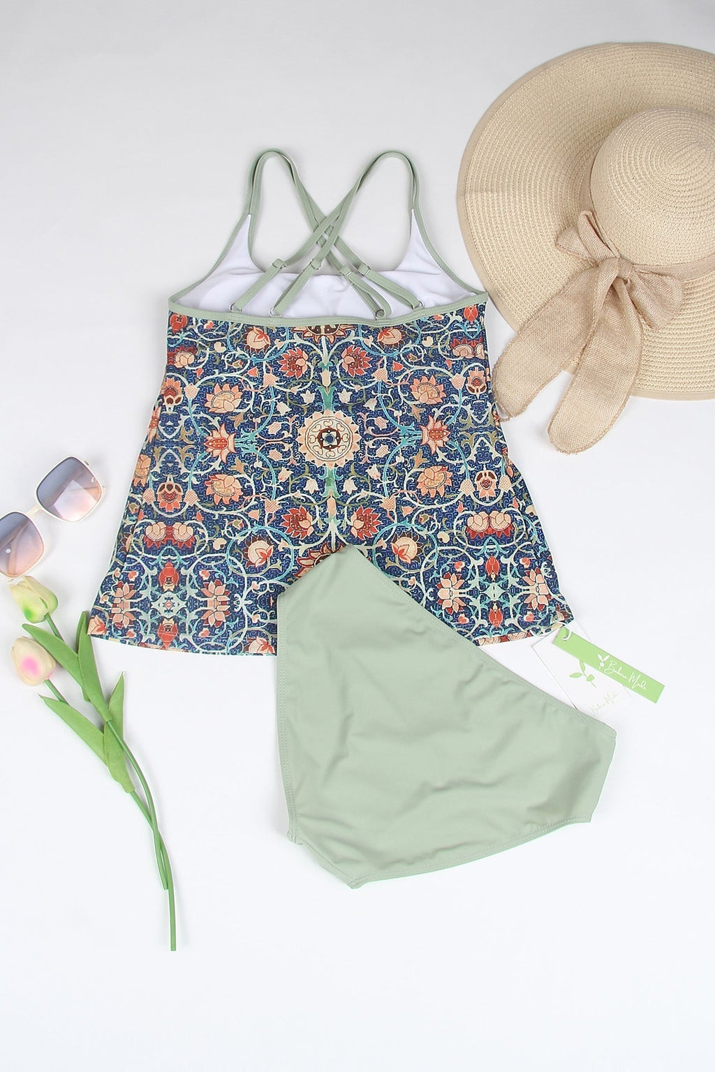 Mouwloze bikini met aantrekkelijk patroon
