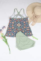 Mouwloze bikini met aantrekkelijk patroon