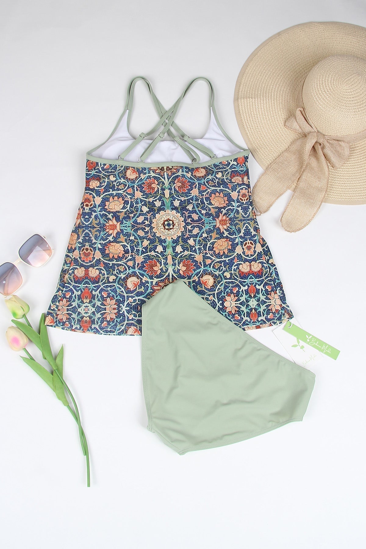 Mouwloze bikini met aantrekkelijk patroon
