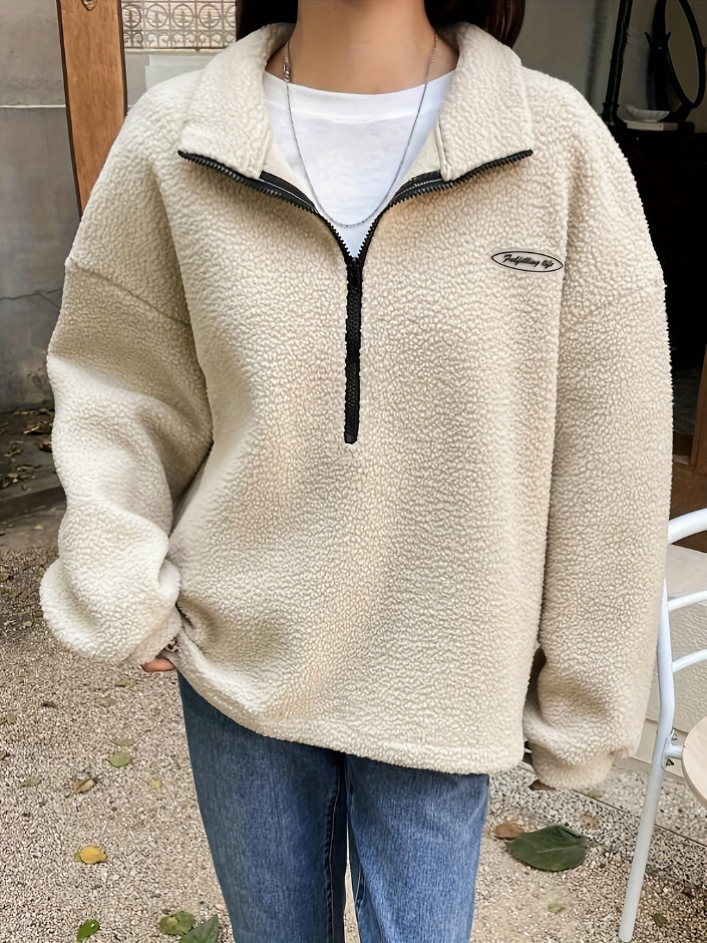 Effen pullover sweatshirt met ritssluiting