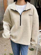 Effen pullover sweatshirt met ritssluiting