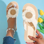 Boho slip-on sandalen met bloemdetail