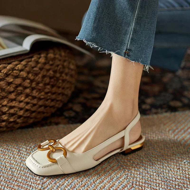 Platte slingbacks met verstelbaar hielbandje