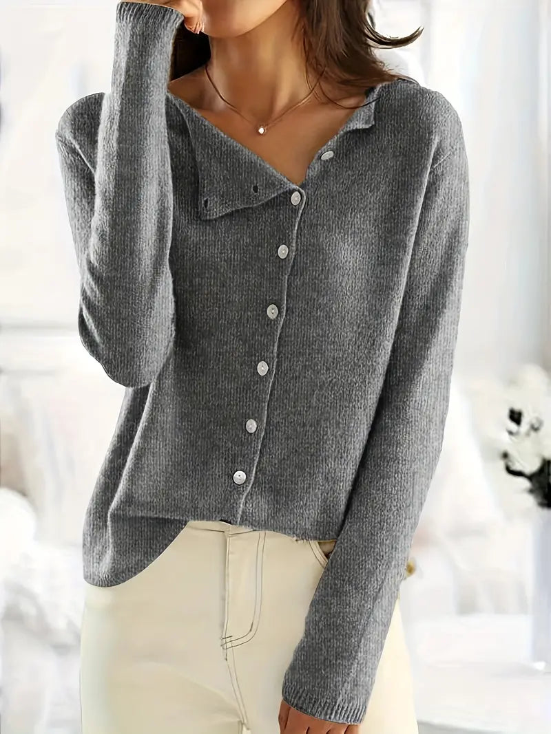 Effen asymmetrisch vest met knoopsluiting — afbeelding 5
