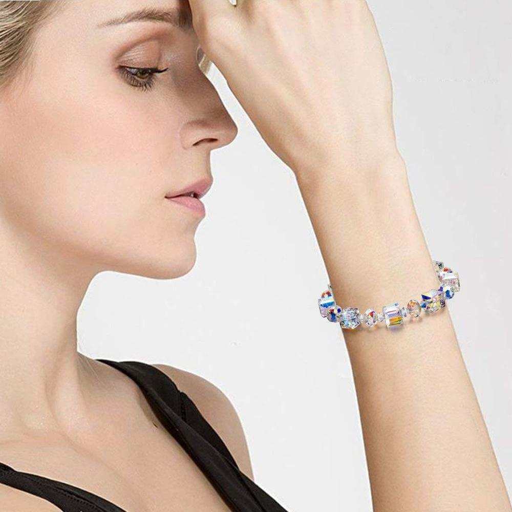 Vierkante glazen kristal armband