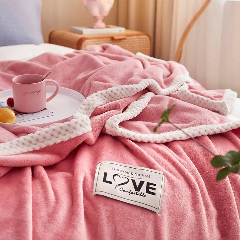 Roze flanellen fleece deken