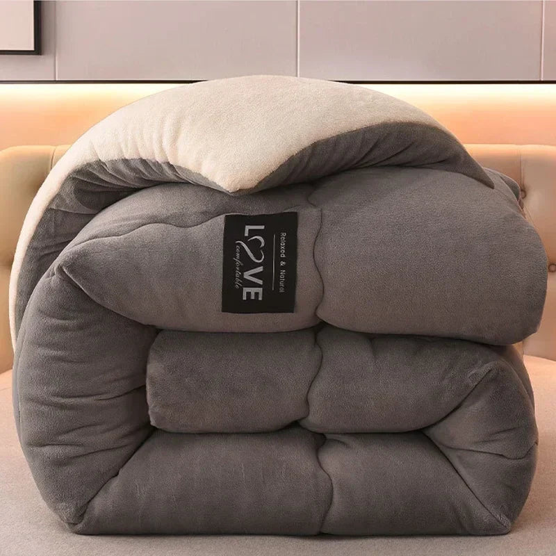 Winterdekbed met flanellen fleece en wol-polyestervulling