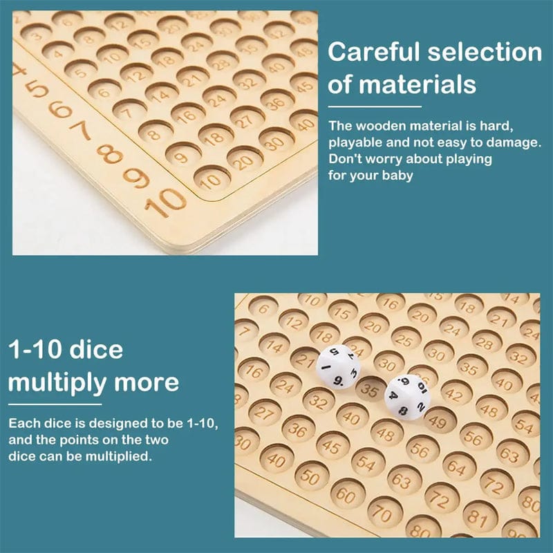 Houten montessori vermenigvuldigings bordspel FunnyCalc