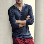 Casual herenhenley met lange mouwen