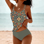 Mouwloze bikini met aantrekkelijk patroon