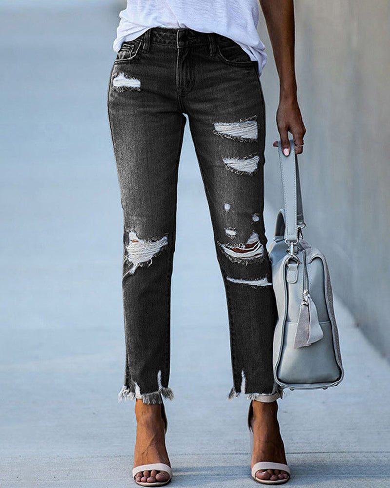 Dames ripped slim-fit jeans