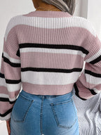 Gestreepte crop trui