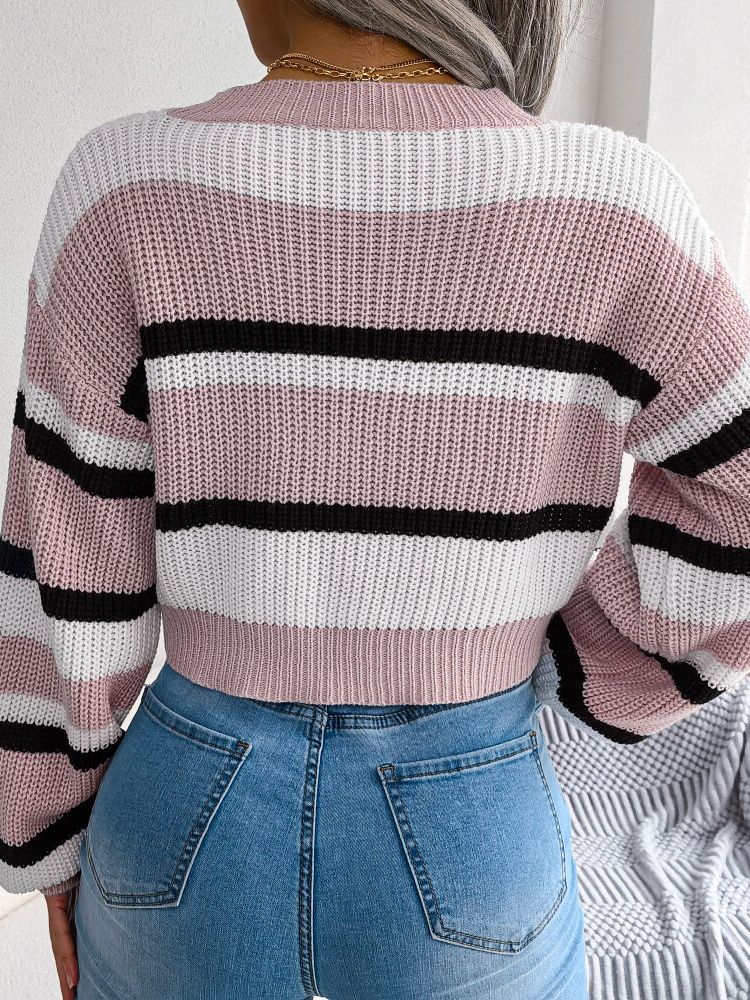 Gestreepte crop trui
