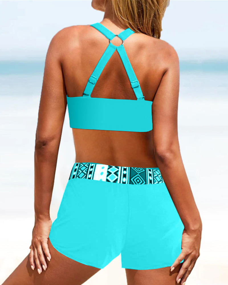 Bikini met hoge taille en geometrisch patroon – Liva