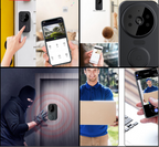 Zwarte slimme wi-fi deurbel met camera