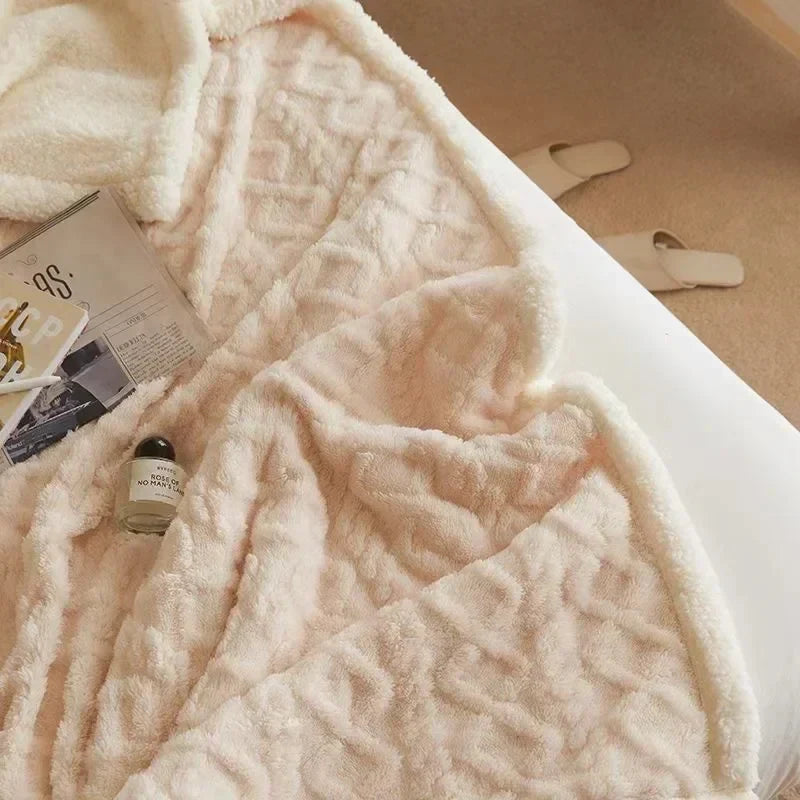 Dikke winterdeken van lamswol en fleece