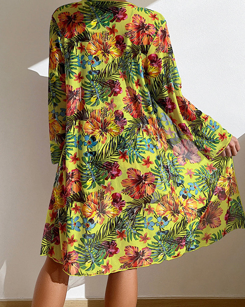 Driedelige bikini set met bloemenprint