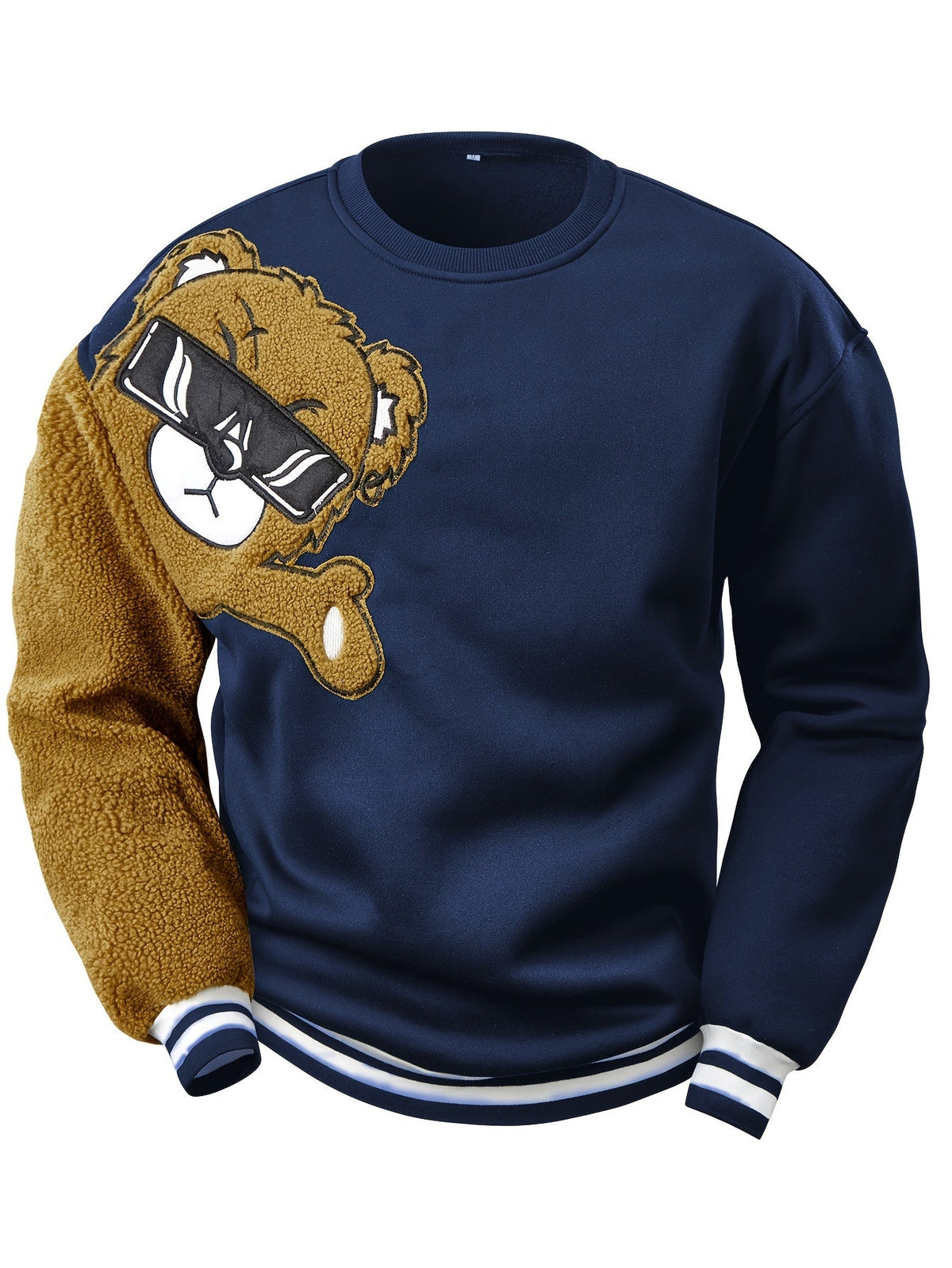 Heren sweatshirt met geborduurde cartoonbeer