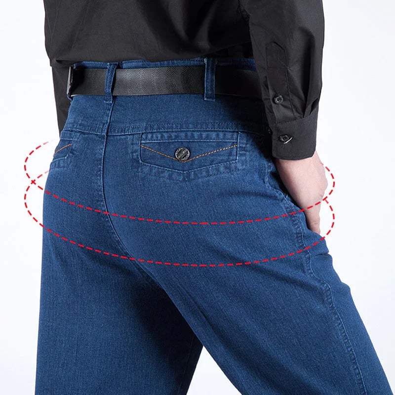 Herenjeans met hoge taille en rechte pijp